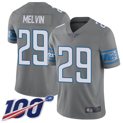 Detroit Lions Limited Steel Men Rashaan Melvin Jersey NFL Football #29 100th Season Rush Vapor Untouchable->youth nfl jersey->Youth Jersey